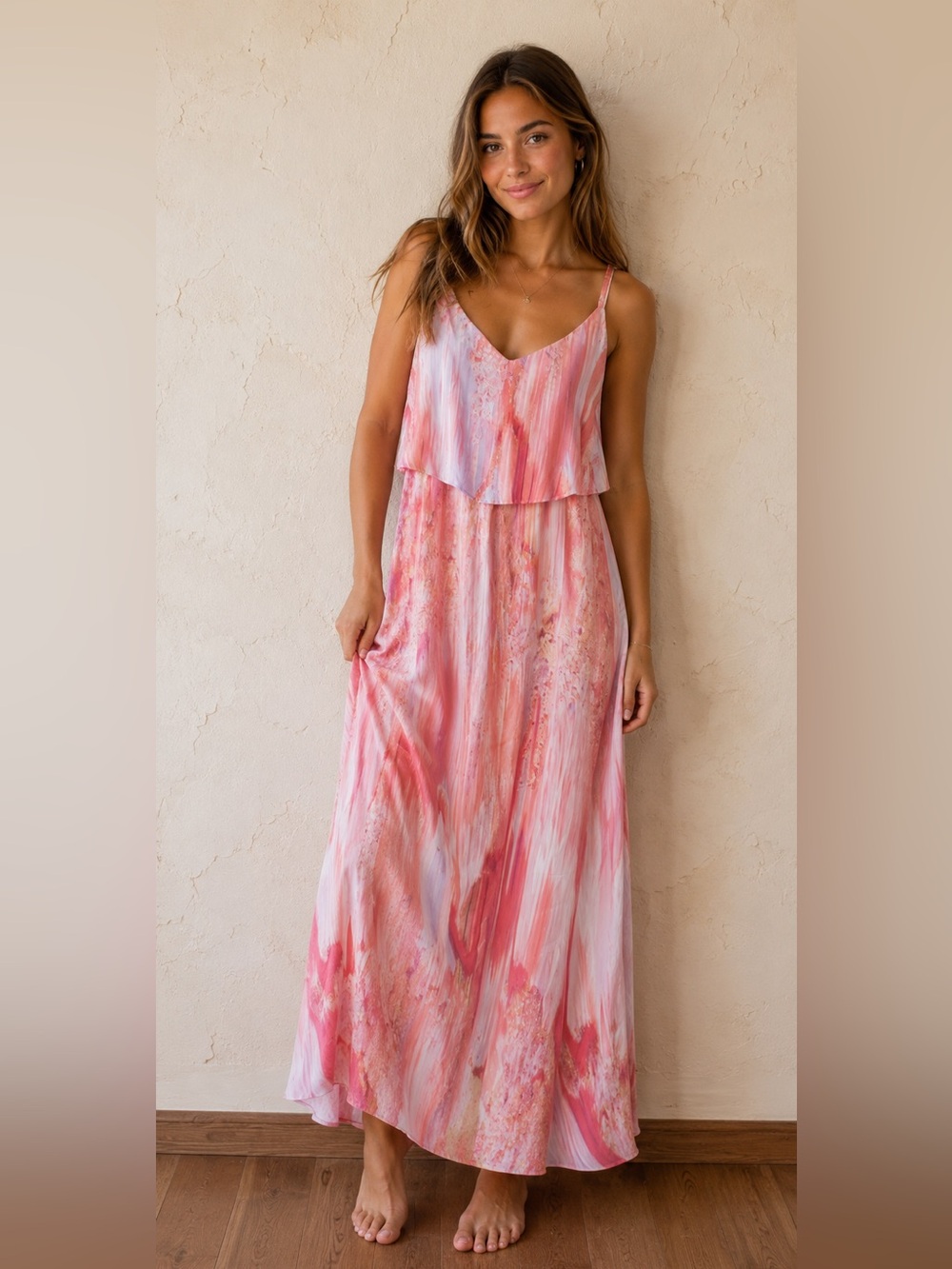 Apt 9 Coral Pink Strappy Dress Size 8 Lined Summer Party Wedding
